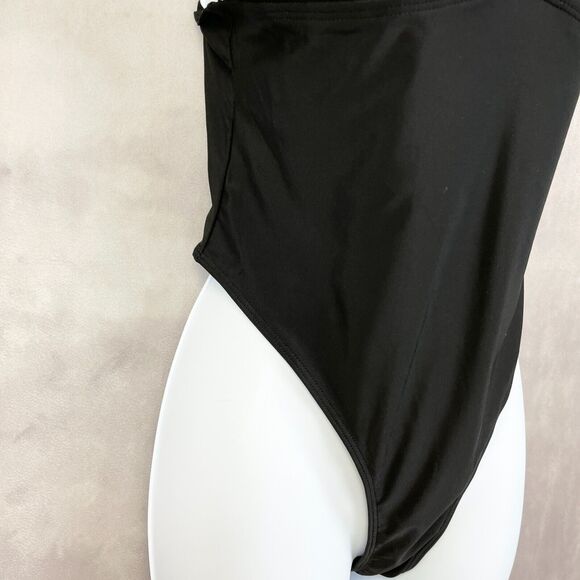 Cheeky High Cut Womens Swimsuit Size Large Black Gold Glam Beach Summer Resort - Picture 5 of 9